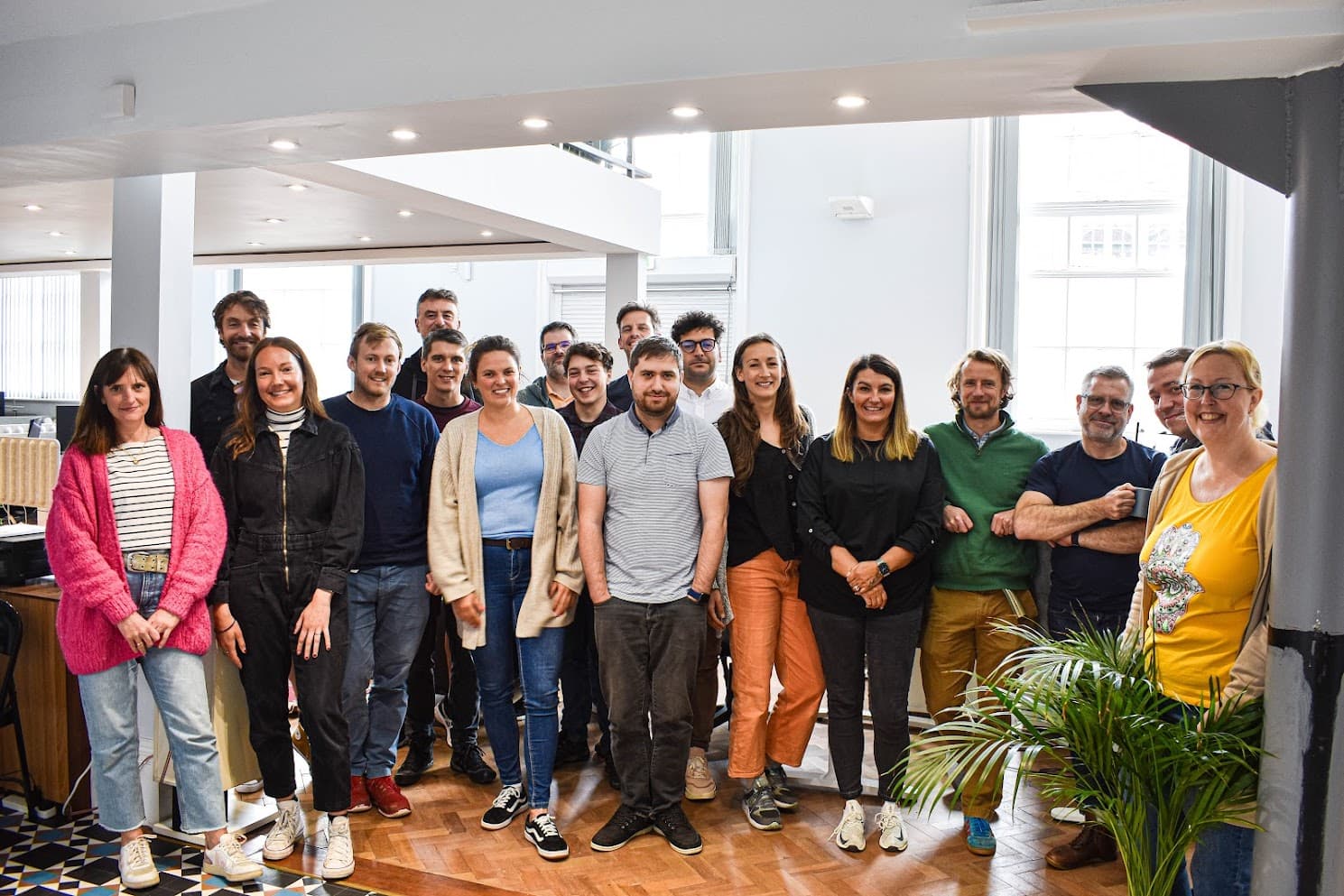 A wide angled group shot of members of the Propeller Exmouth Community